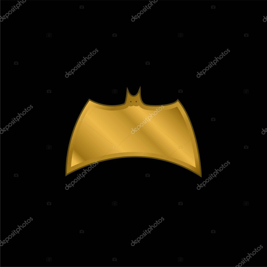 Bat Black Silhouette Variant With Extended Wings gold plated metalic icon or logo vector