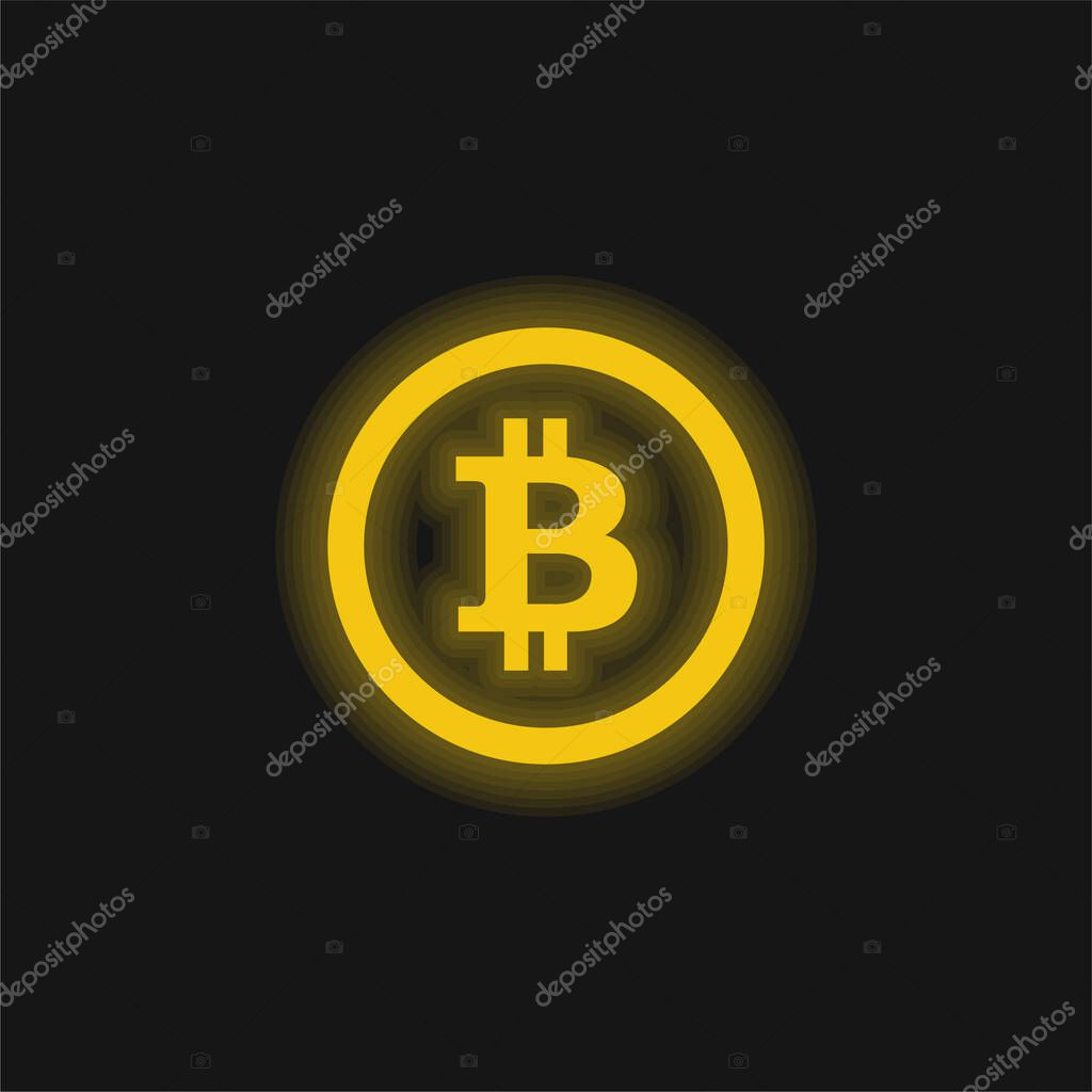Bitcoin yellow glowing neon icon