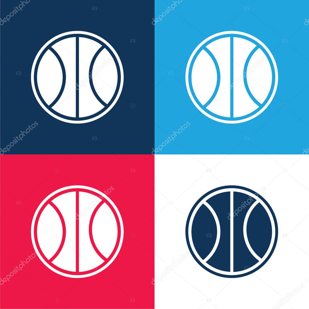Basketball Ball blue and red four color minimal icon set