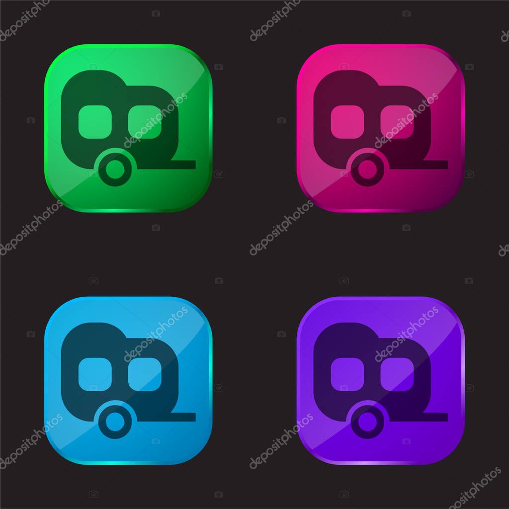 Black Two Window Carriage four color glass button icon
