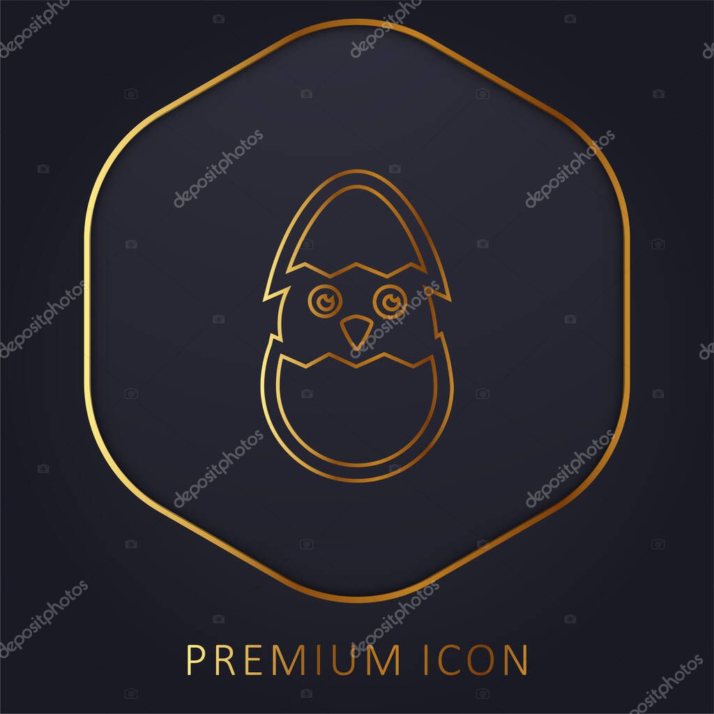 Bird In Broken Egg golden line premium logo or icon