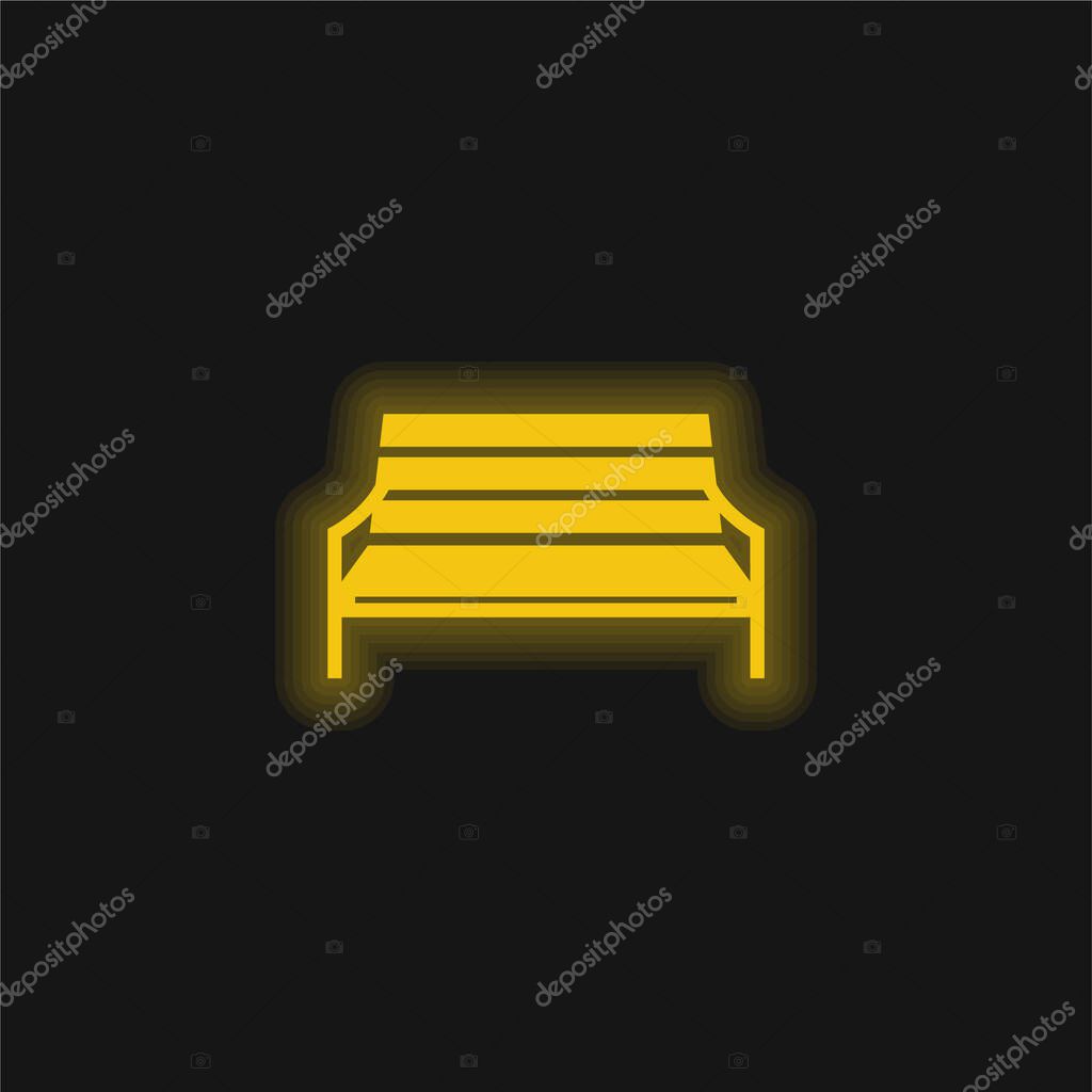 Bench yellow glowing neon icon