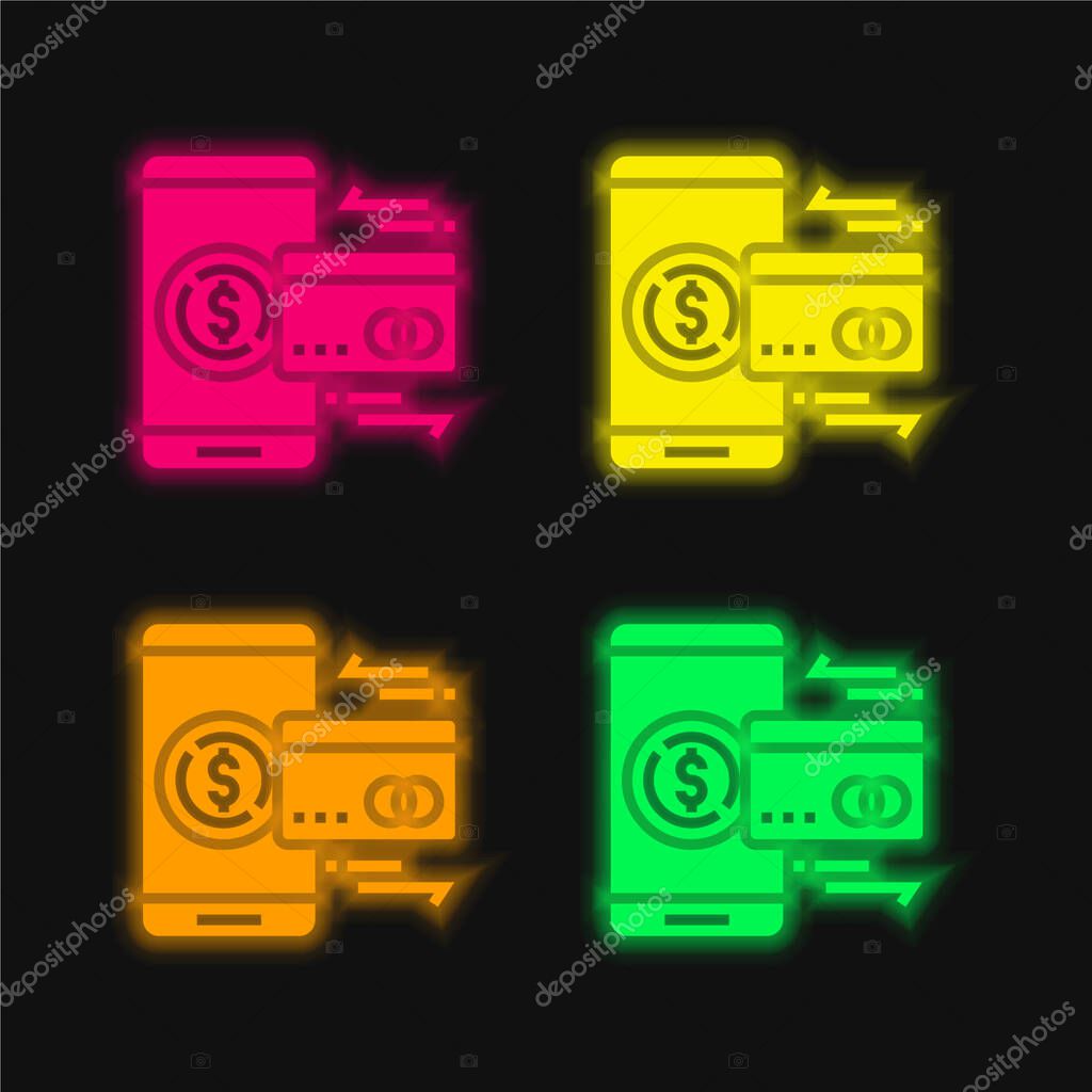 Account four color glowing neon vector icon