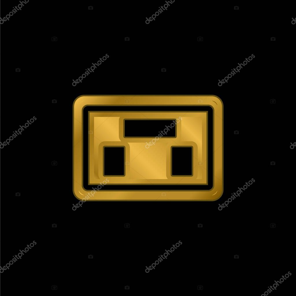 American Football Scores gold plated metalic icon or logo vector