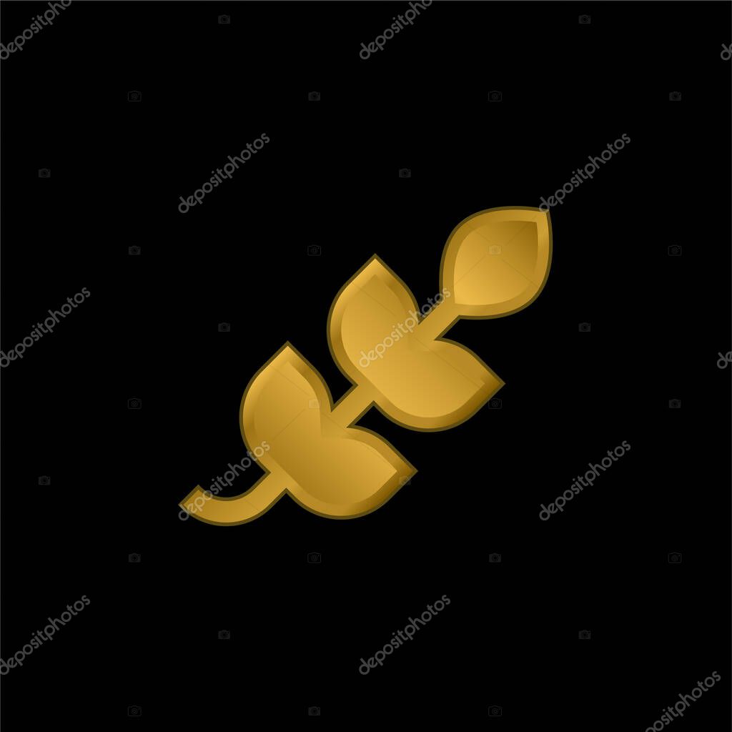 Branch gold plated metalic icon or logo vector
