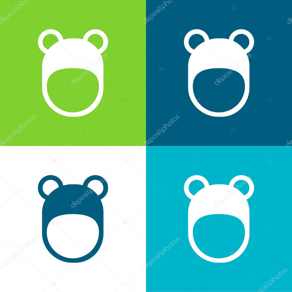 Bear Hat Flat four color minimal icon set