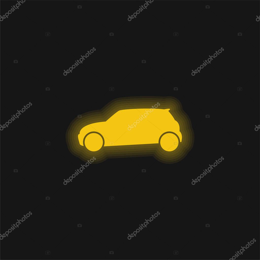 Black Car Side View yellow glowing neon icon