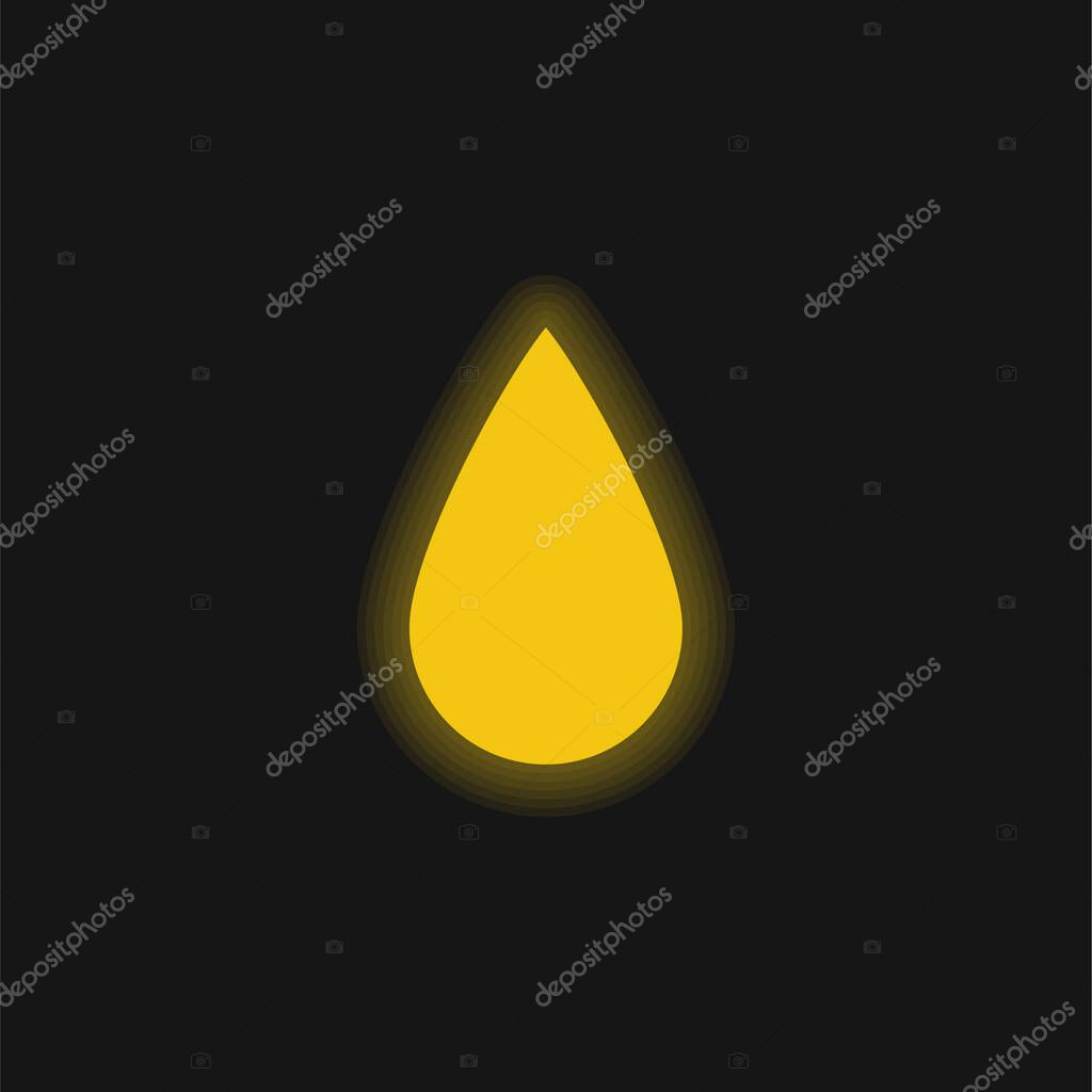 Black Ink Drop Shape yellow glowing neon icon