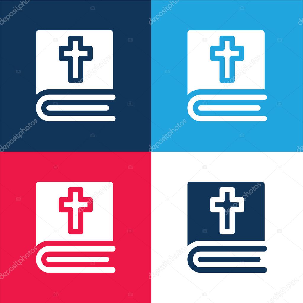 Bible blue and red four color minimal icon set