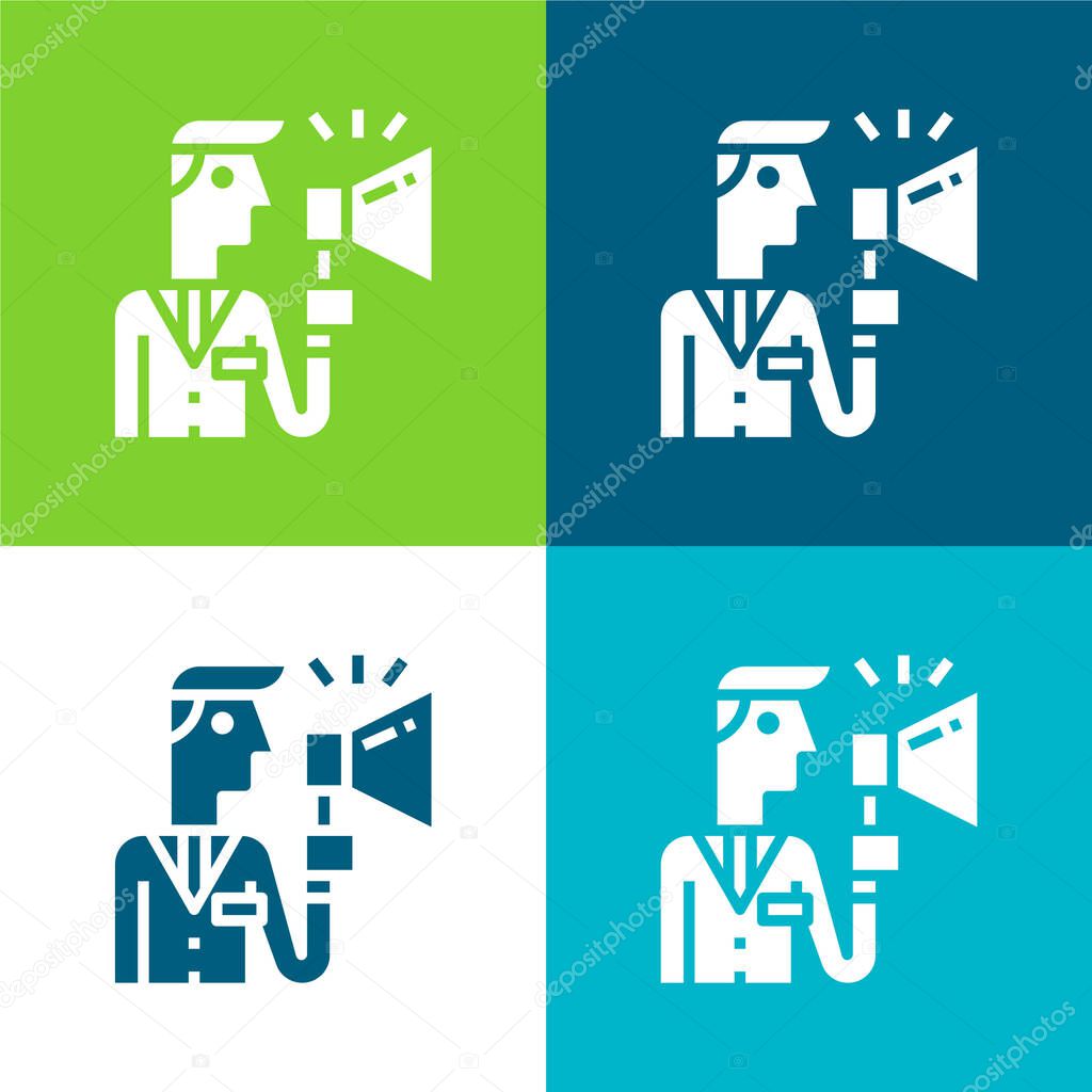 Advertising Flat four color minimal icon set