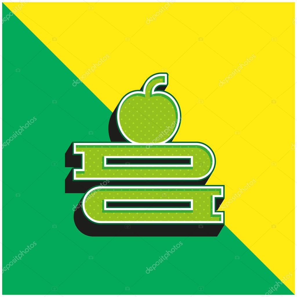 Books Green and yellow modern 3d vector icon logo