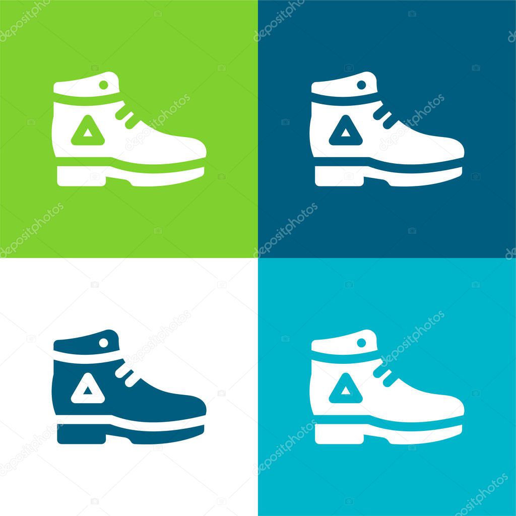Boot Flat four color minimal icon set