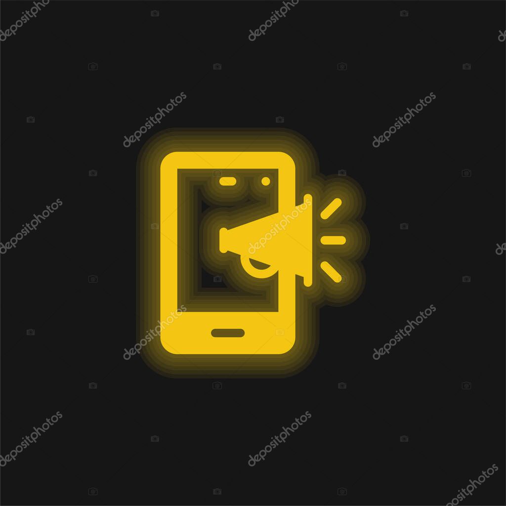 Advertising yellow glowing neon icon