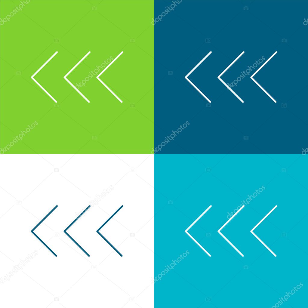 Arrowheads Pointing To The Left Flat four color minimal icon set