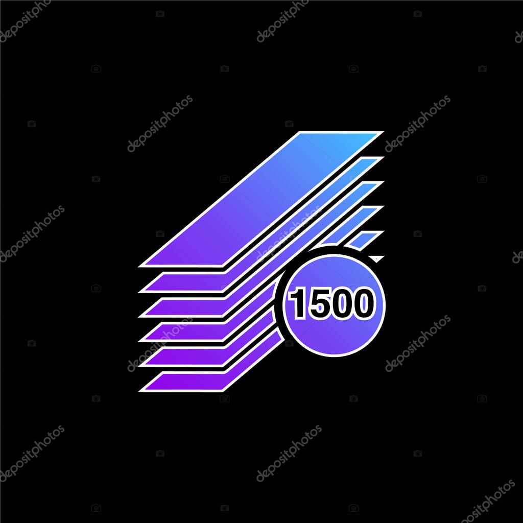 1500 Printed Long Papers Stack blue gradient vector icon