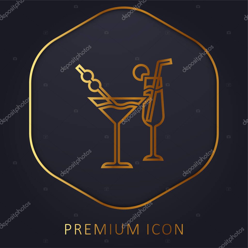 Beverage golden line premium logo or icon