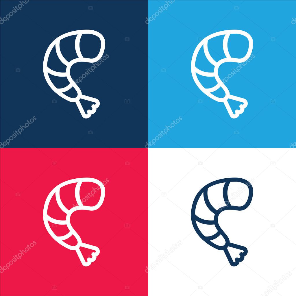 Big Shrimp blue and red four color minimal icon set