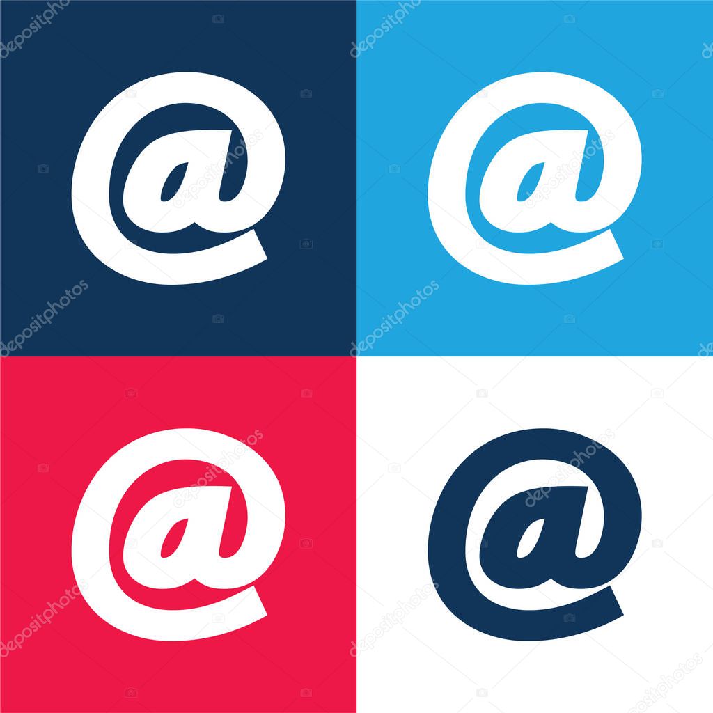 Arroba Symbol blue and red four color minimal icon set