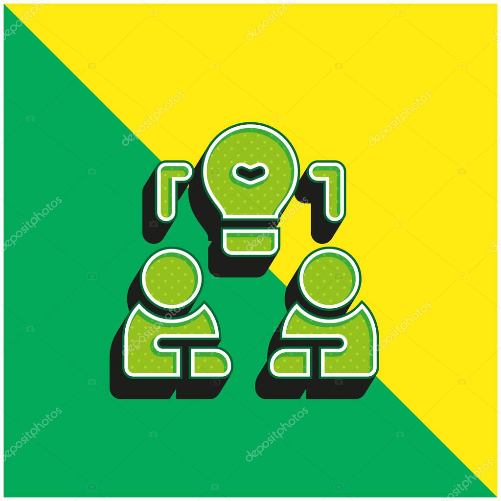 Brainstorm Green and yellow modern 3d vector icon logo