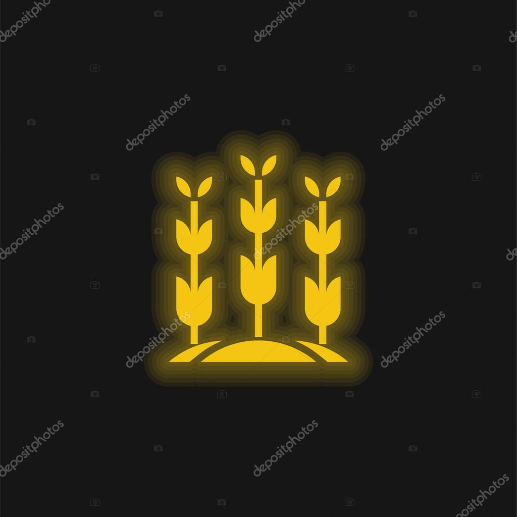 Agriculture yellow glowing neon icon