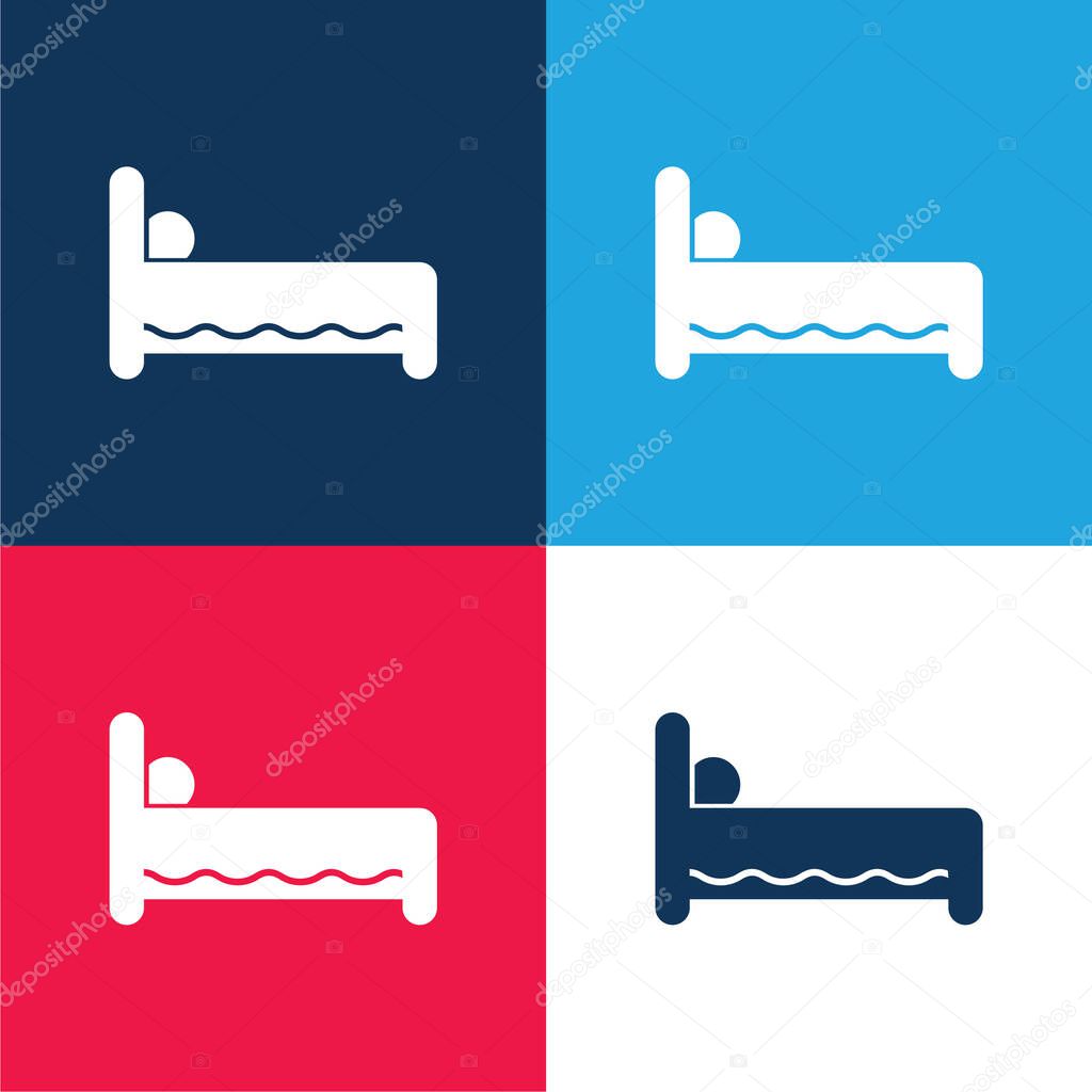 Bed Side View blue and red four color minimal icon set