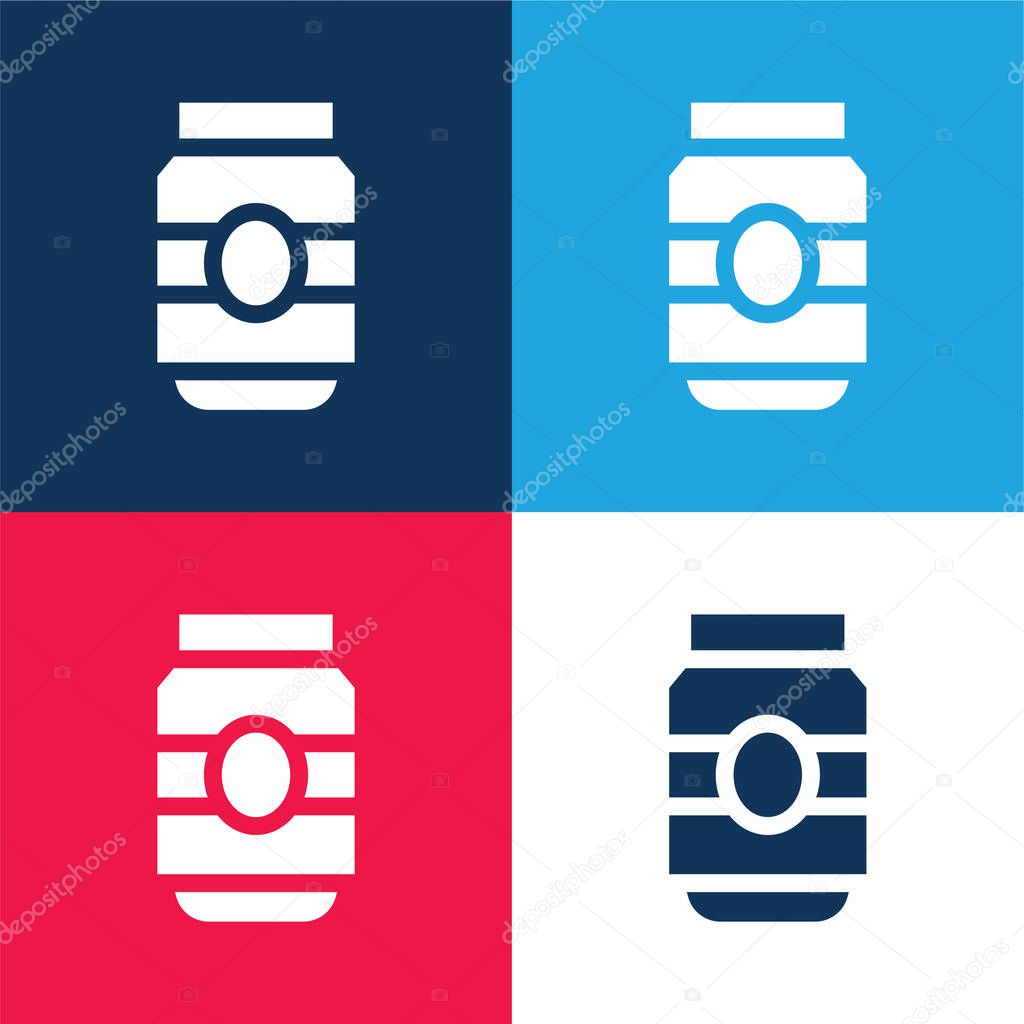 Beer Can blue and red four color minimal icon set