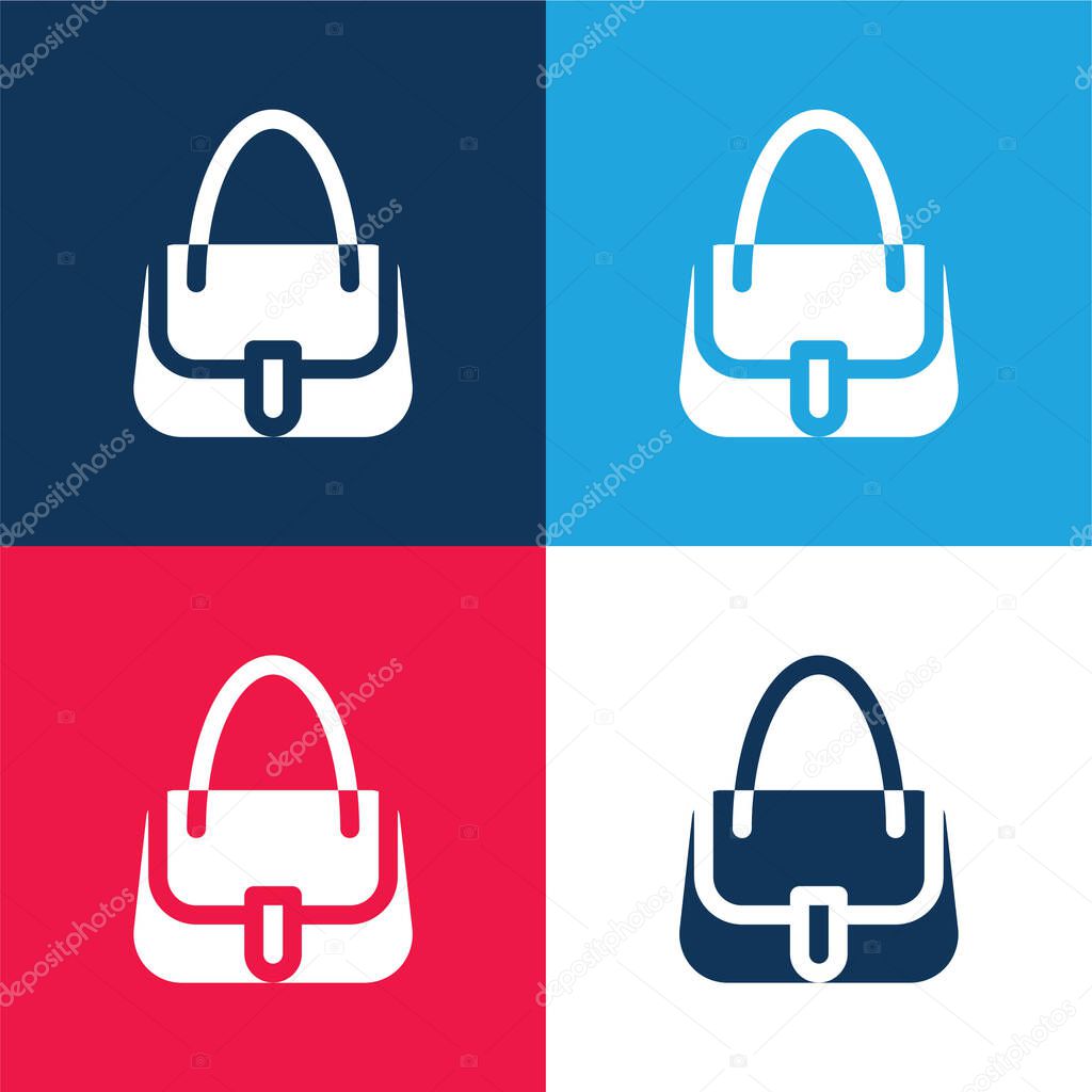 Bag blue and red four color minimal icon set