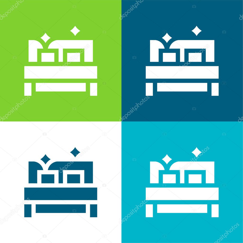 Bedroom Flat four color minimal icon set