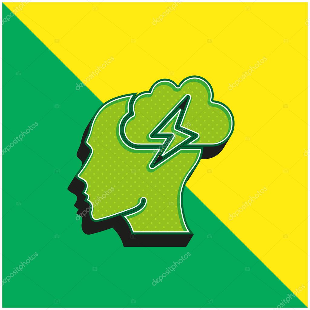 Brainstorm Green and yellow modern 3d vector icon logo