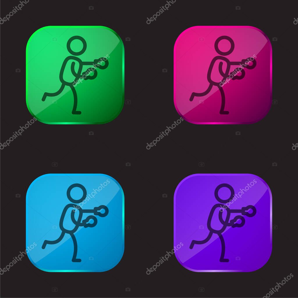 Boxer four color glass button icon