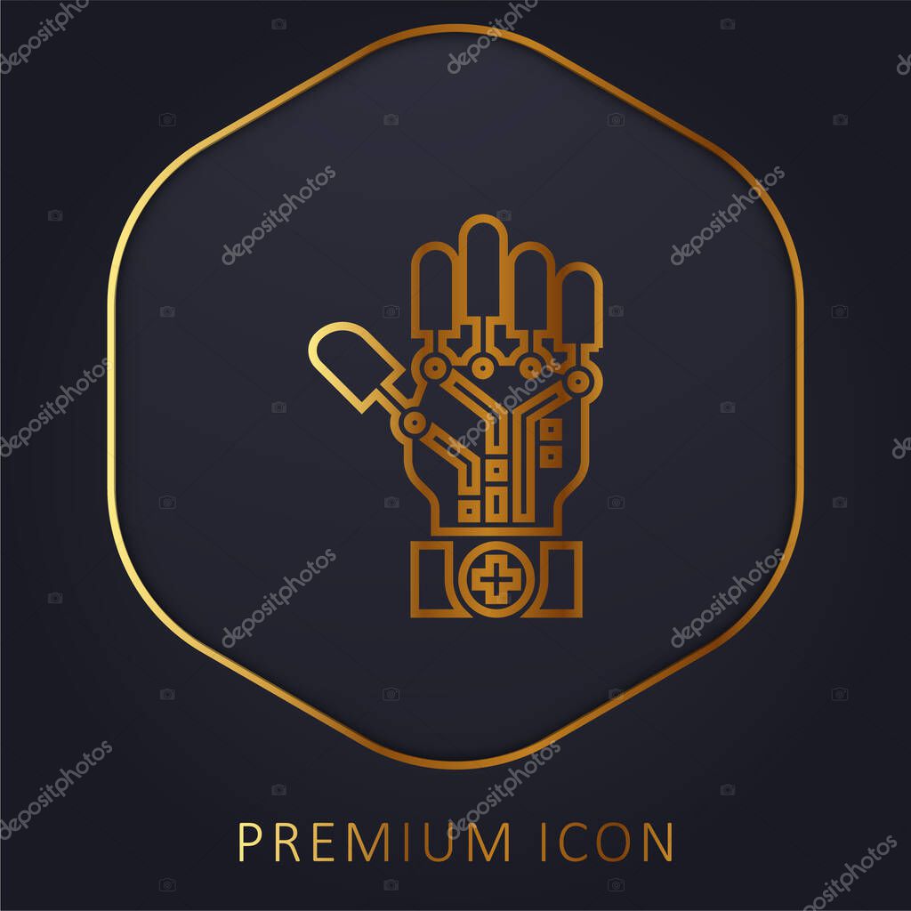 Artificial Intelligence golden line premium logo or icon