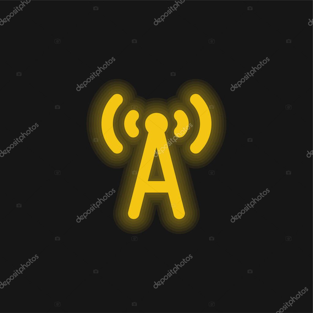 Antenna yellow glowing neon icon