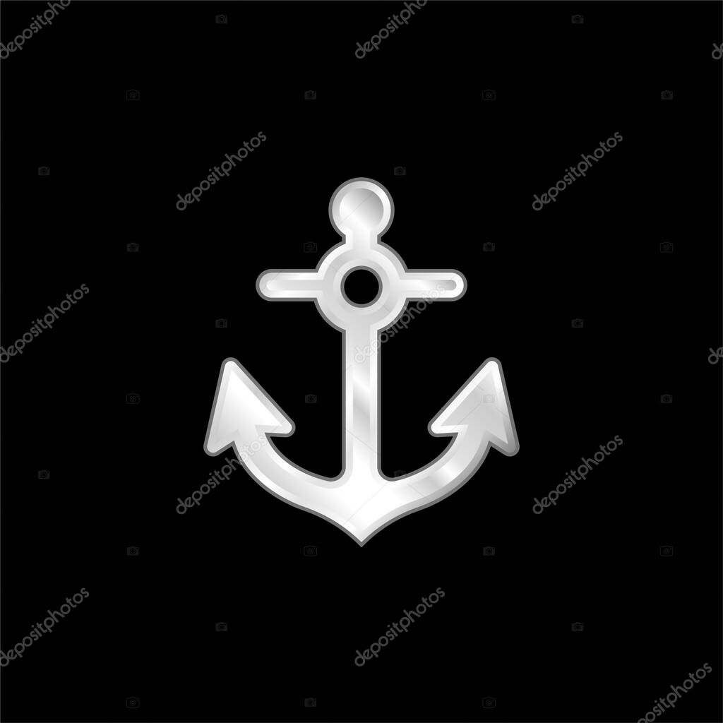 Anchor silver plated metallic icon