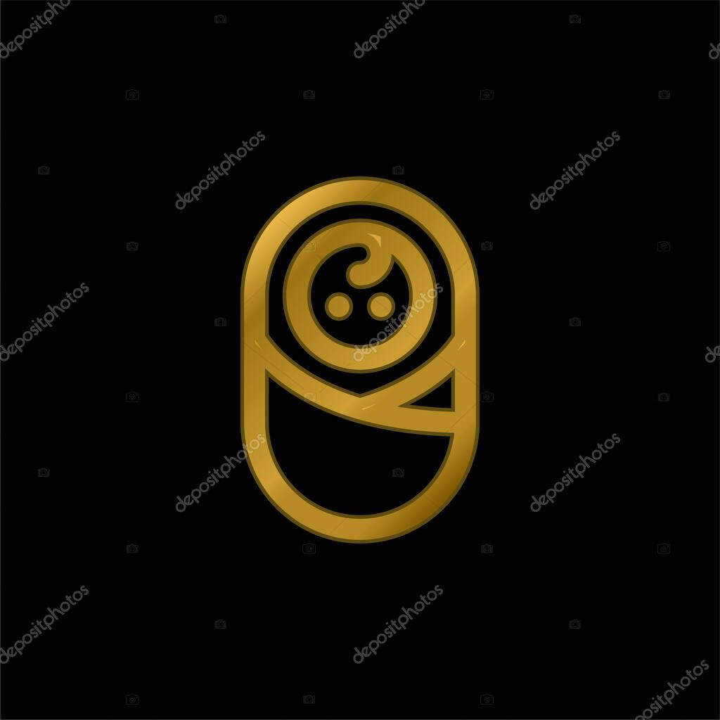 Baby gold plated metalic icon or logo vector