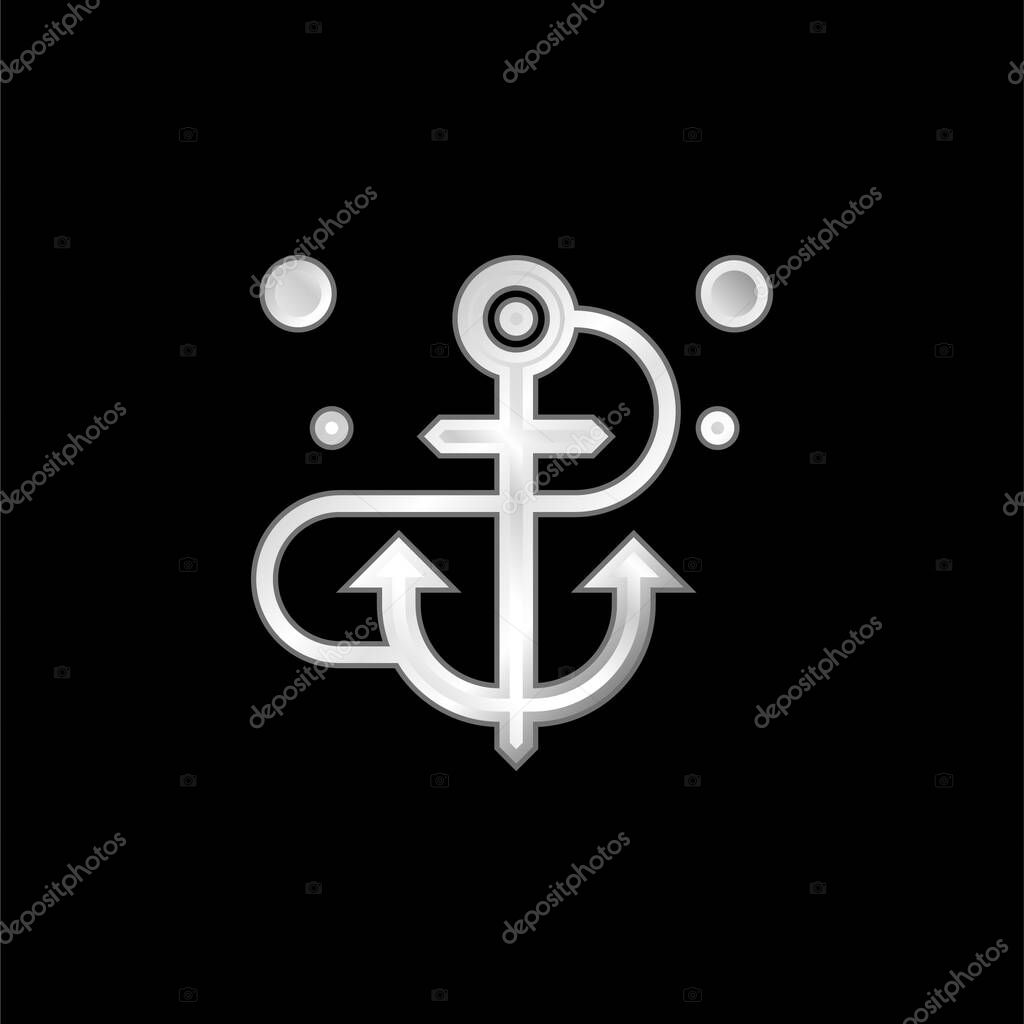 Anchor silver plated metallic icon