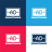 Reklama modré a červené čtyři barvy minimální ikona nastavena
