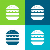 Big Hamburger Flat čtyři barvy minimální ikona sada