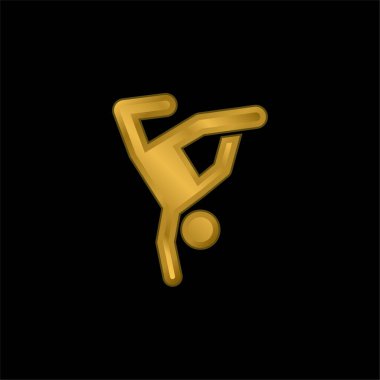 Breakdance altın kaplama metalik simge veya logo vektörü