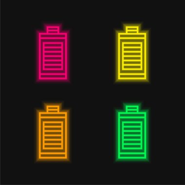 Pil dört renk parlayan neon vektör simgesi