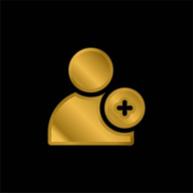 Arkadaş altın kaplama metalik simge veya logo vektörü ekle
