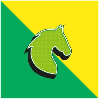 Black Head Horse Side View With Horsehair Green and yellow modern 3d vector icon logo clipart