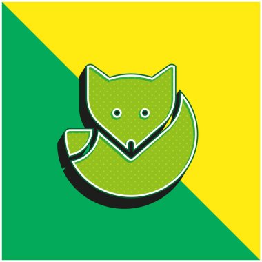 Arctic Fox Green and yellow modern 3d vector icon logo clipart