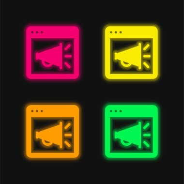 Dört renk parlayan neon vektör simgesi tanıtılıyor