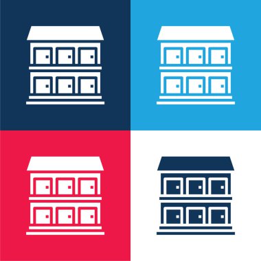 Aparment blue and red four color minimal icon set clipart