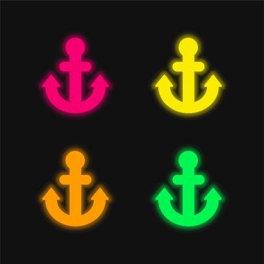 Çapa dört renk parlayan neon vektör simgesi