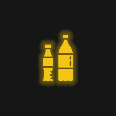 Sarı parlak neon ikon şişeler