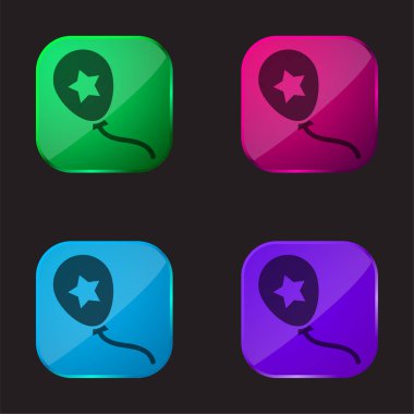 Dört renkli cam ikonlu bir balon