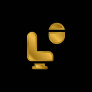 Uçak altın kaplama metalik simge veya logo vektörü