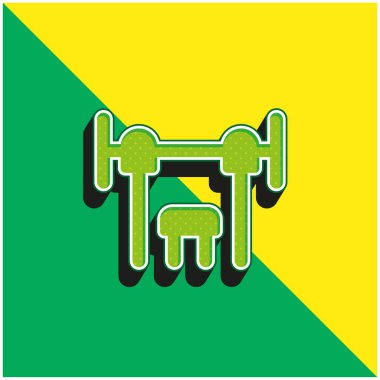 Bench Press Green ve sarı 3D vektör simgesi logosu