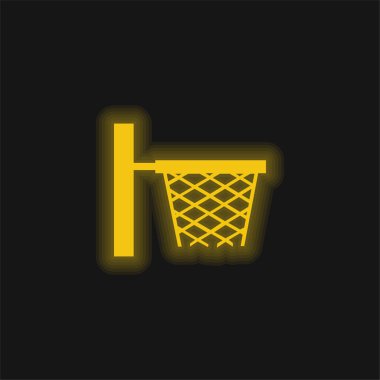 Basketbol Sepeti Tarafı Spor Okulu Sınıfı Sarı Parlak Neon Simgesi